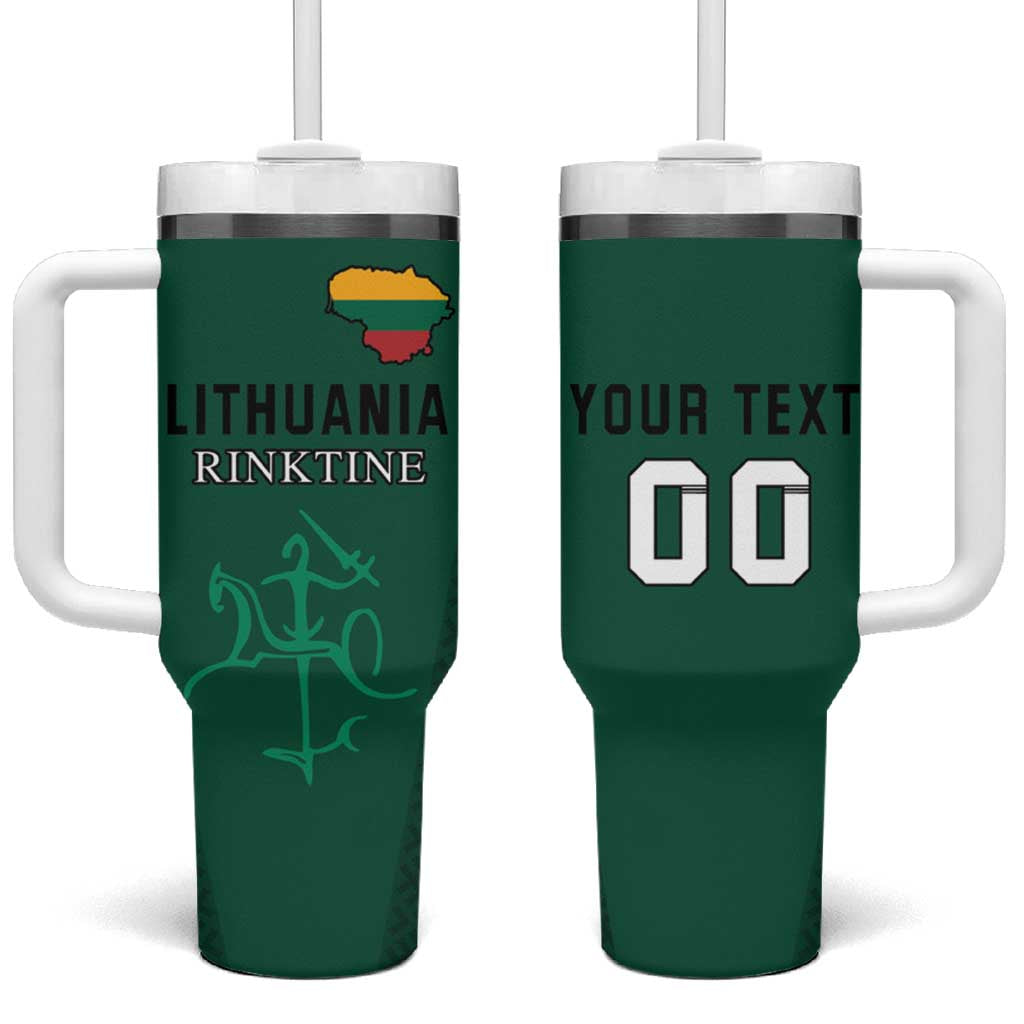 Custom Lithuania Fottball Tumbler With Handle Vytis Lithuanian Lietuva Green Version