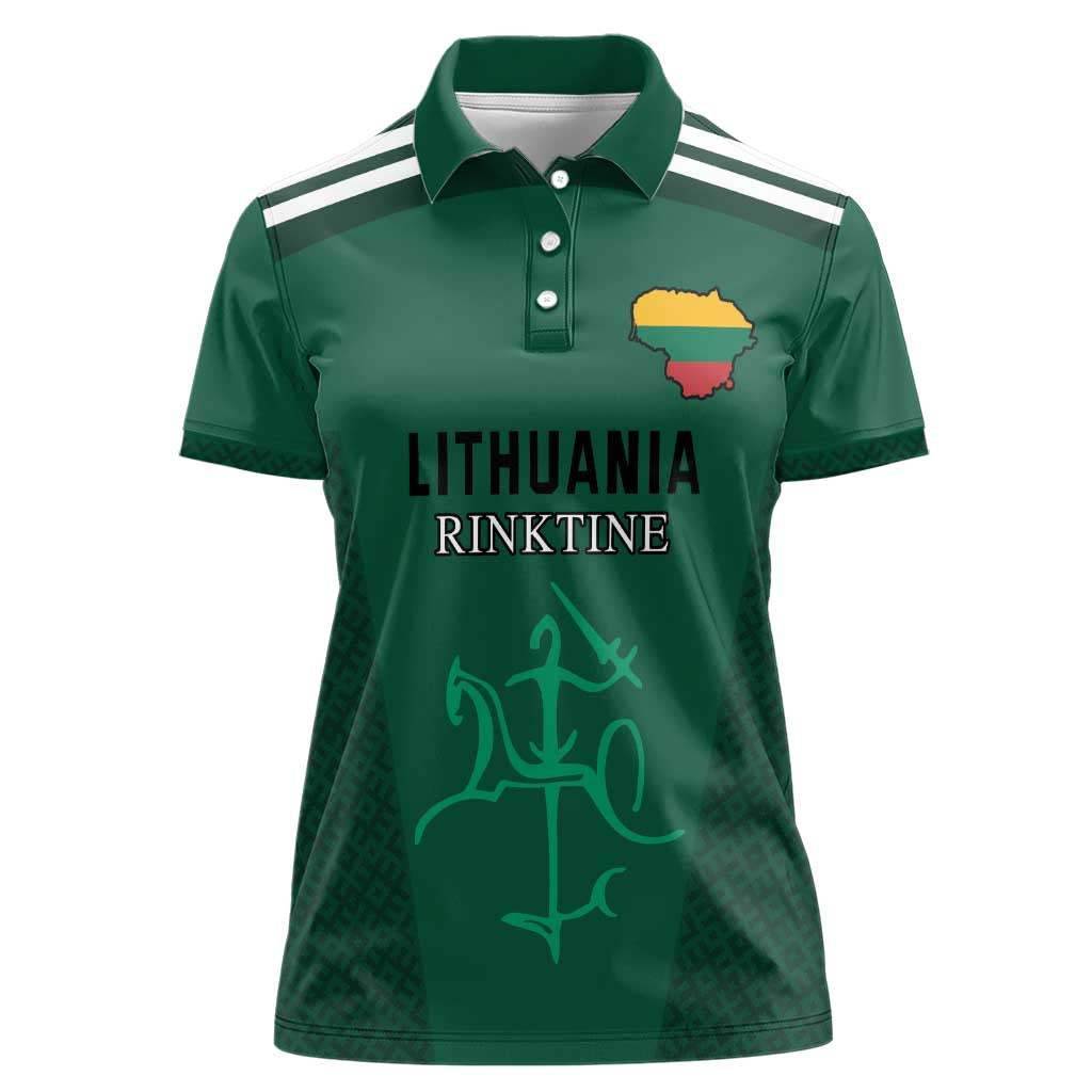 Custom Lithuania Football Women Polo Shirt Vytis Lithuanian Lietuva Green Version