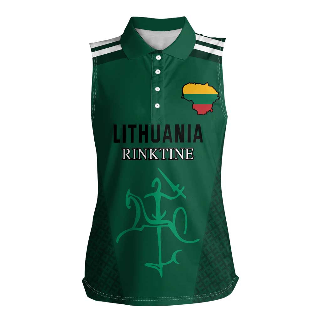 Custom Lithuania Football Women Sleeveless Polo Shirt Vytis Lithuanian Lietuva Green Version