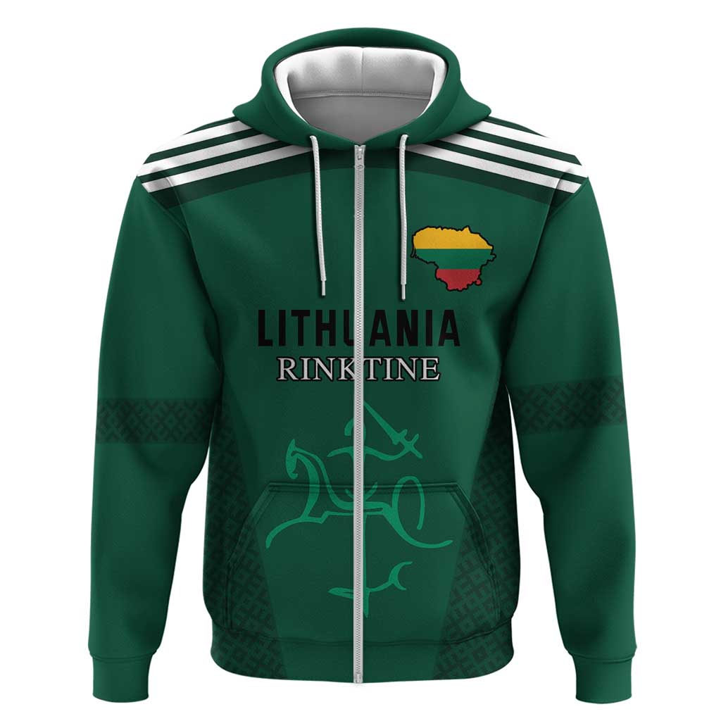 Custom Lithuania Football Zip Hoodie Vytis Lithuanian Lietuva Green Version