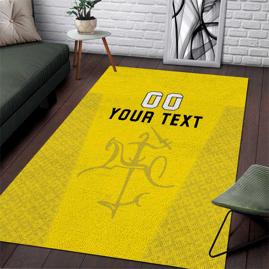 Custom Lithuania Football Area Rug Vytis Lithuanian Lietuva Yellow Version