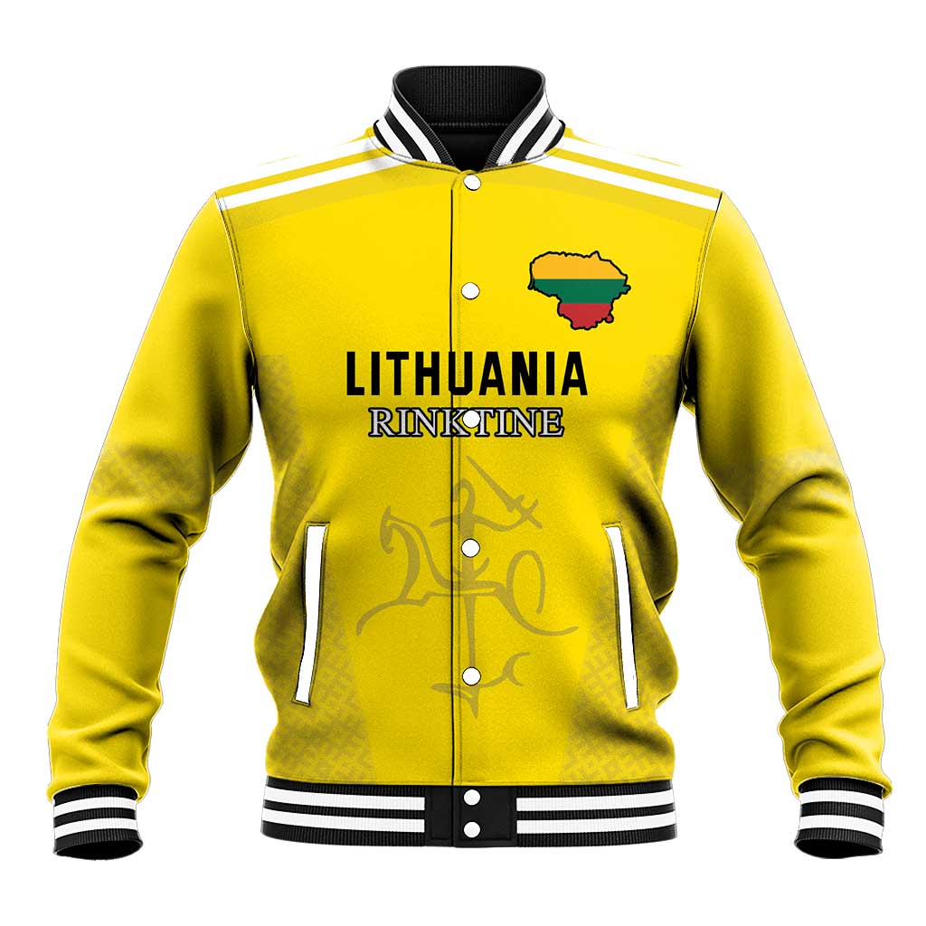 Custom Lithuania Football Baseball Jacket Vytis Lithuanian Lietuva Yellow Version