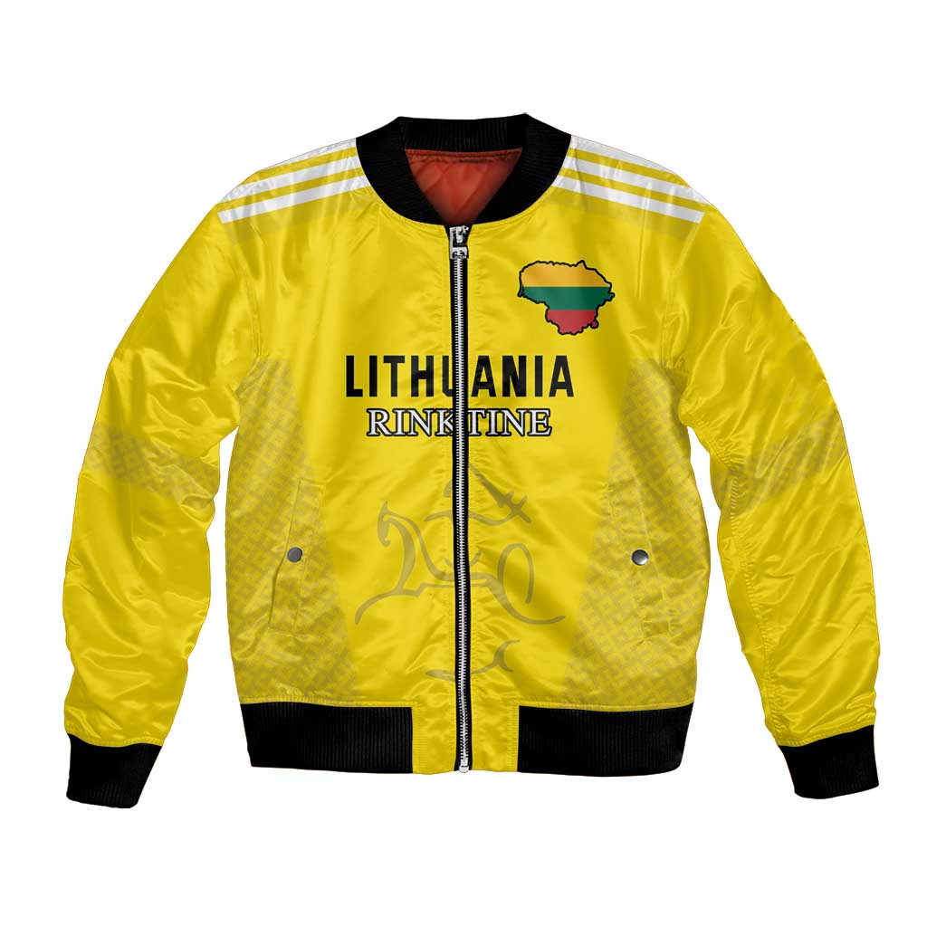 Custom Lithuania Football Bomber Jacket Vytis Lithuanian Lietuva Yellow Version