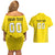 Custom Lithuania Football Couples Matching Off Shoulder Short Dress and Hawaiian Shirt Vytis Lithuanian Lietuva Yellow Version