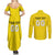 Custom Lithuania Football Couples Matching Summer Maxi Dress and Long Sleeve Button Shirt Vytis Lithuanian Lietuva Yellow Version