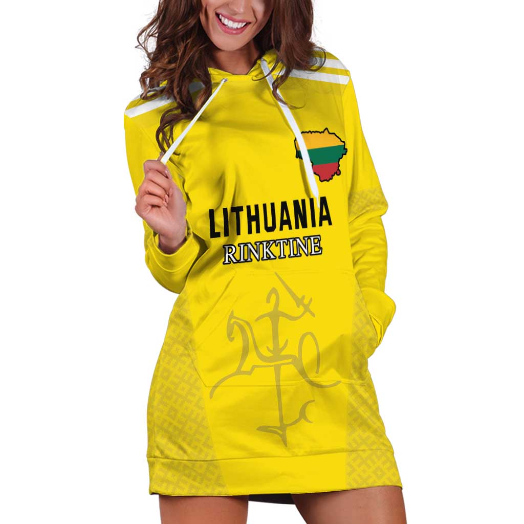 Custom Lithuania Football Hoodie Dress Vytis Lithuanian Lietuva Yellow Version