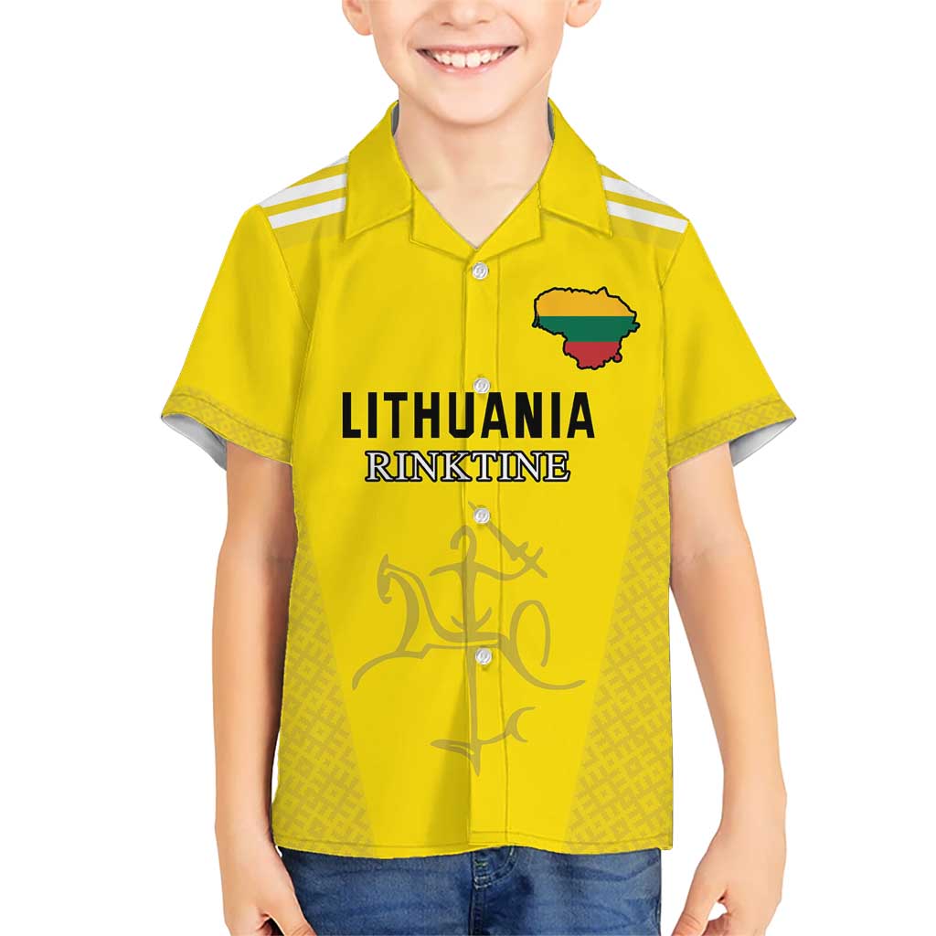 Custom Lithuania Football Kid Hawaiian Shirt Vytis Lithuanian Lietuva Yellow Version