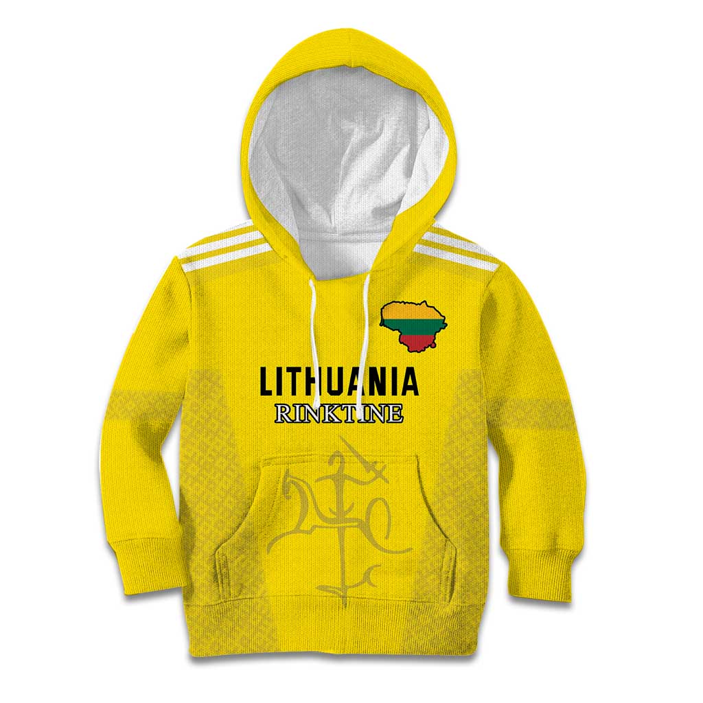 Custom Lithuania Football Kid Hoodie Vytis Lithuanian Lietuva Yellow Version