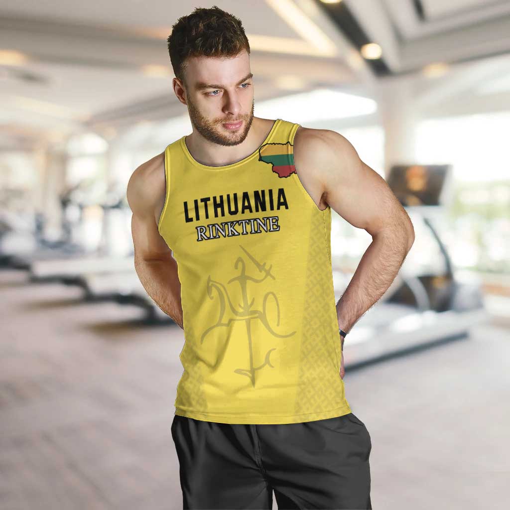 Custom Lithuania Football Men Tank Top Vytis Lithuanian Lietuva Yellow Version