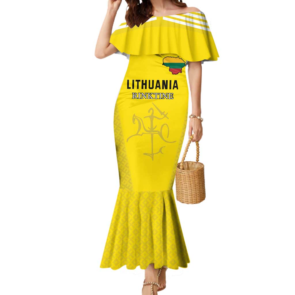 Custom Lithuania Football Mermaid Dress Vytis Lithuanian Lietuva Yellow Version