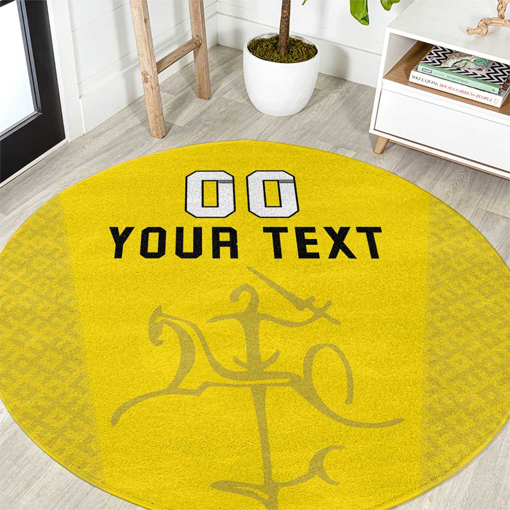 Custom Lithuania Football Round Carpet Vytis Lithuanian Lietuva Yellow Version