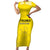 Custom Lithuania Football Short Sleeve Bodycon Dress Vytis Lithuanian Lietuva Yellow Version