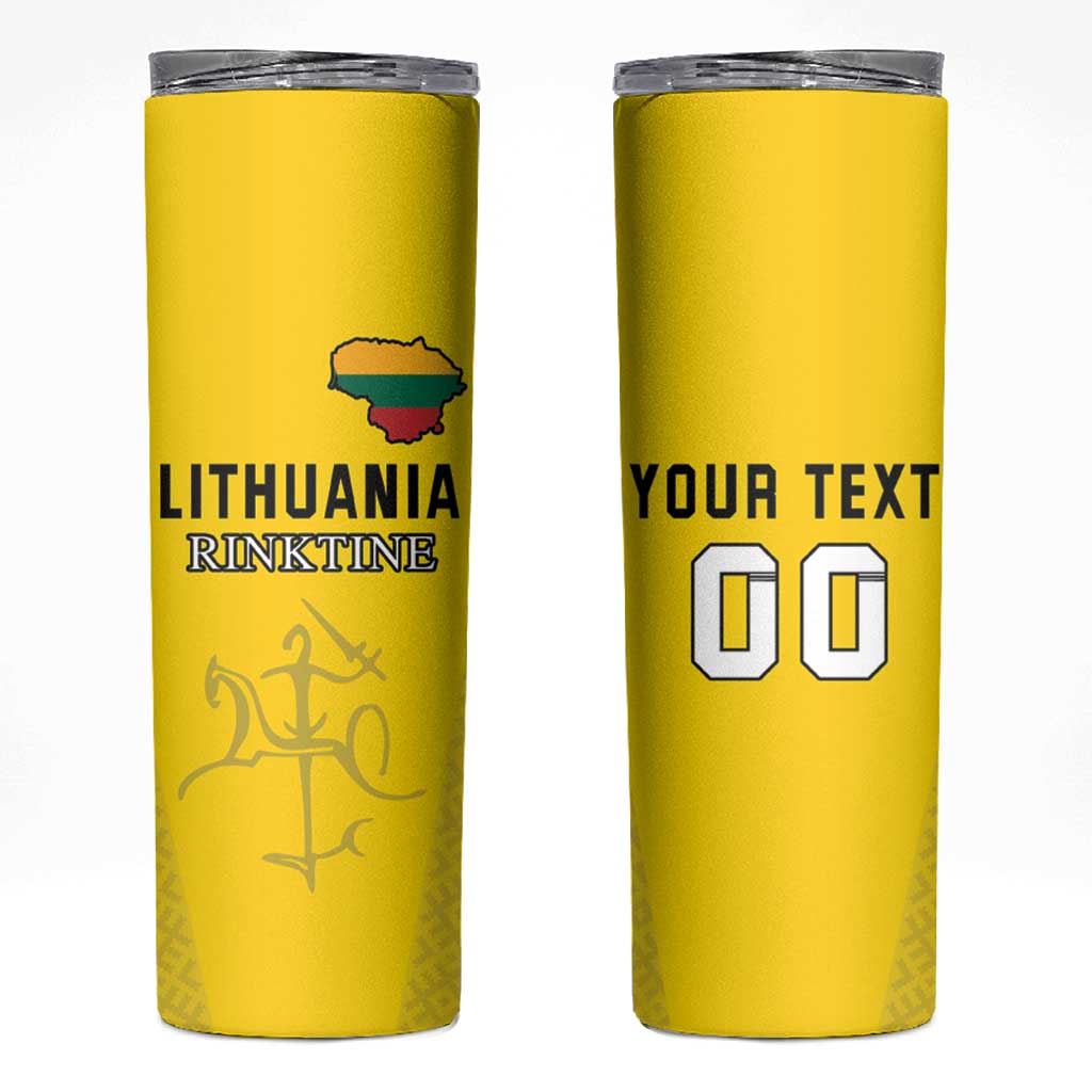 Custom Lithuania Fottball Skinny Tumbler Vytis Lithuanian Lietuva Yellow Version