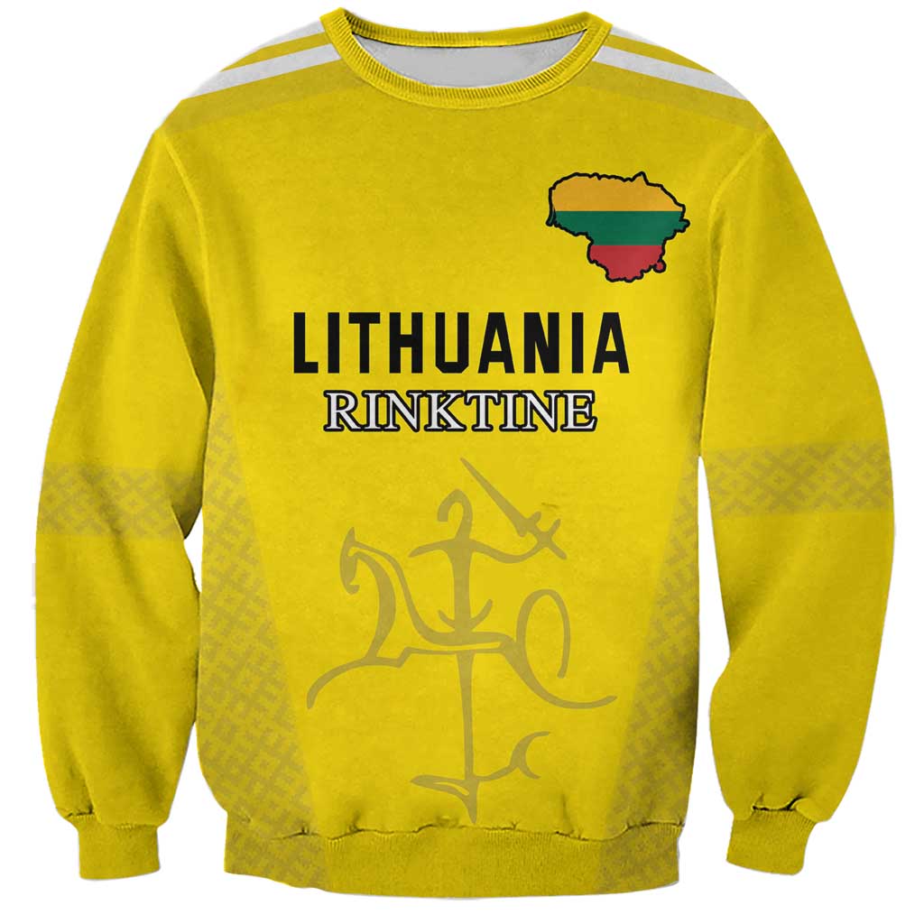 Custom Lithuania Football Sweatshirt Vytis Lithuanian Lietuva Yellow Version