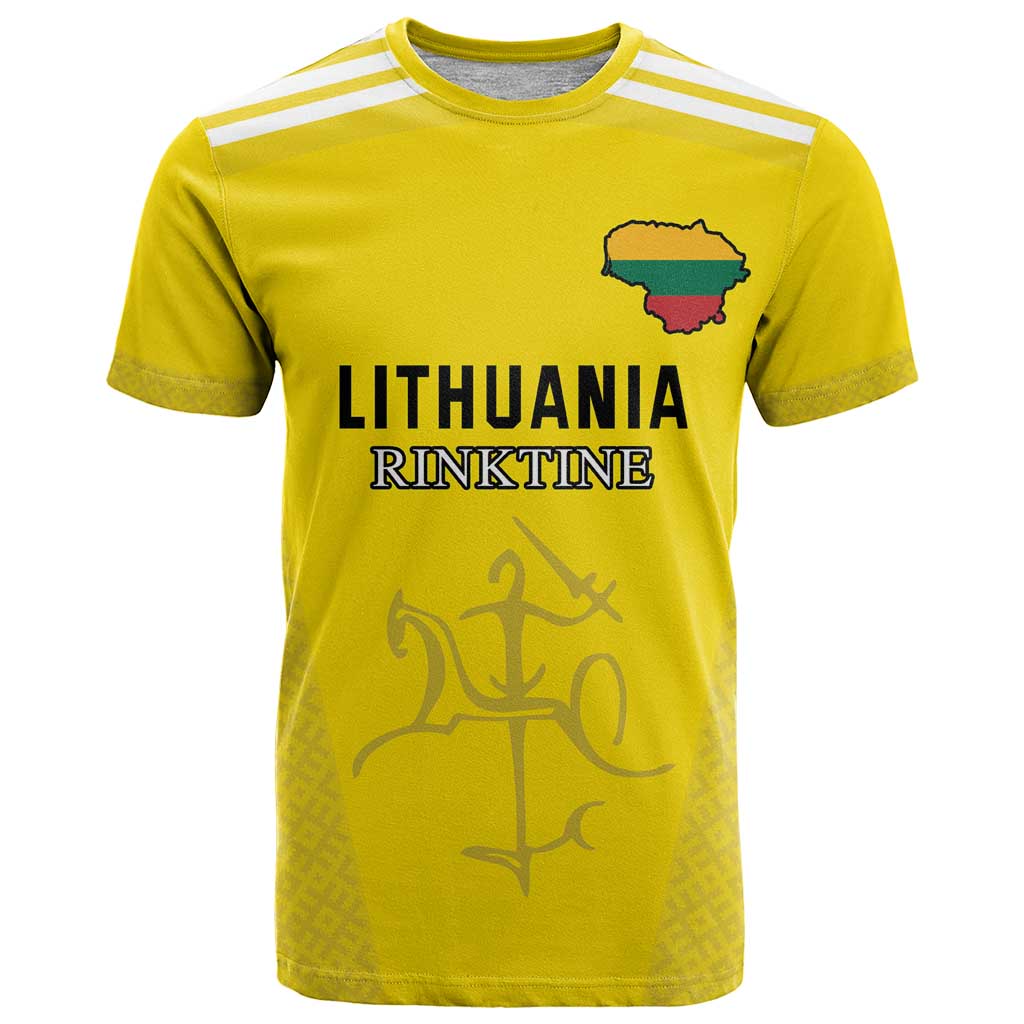 Custom Lithuania Football T Shirt Vytis Lithuanian Lietuva Yellow Version