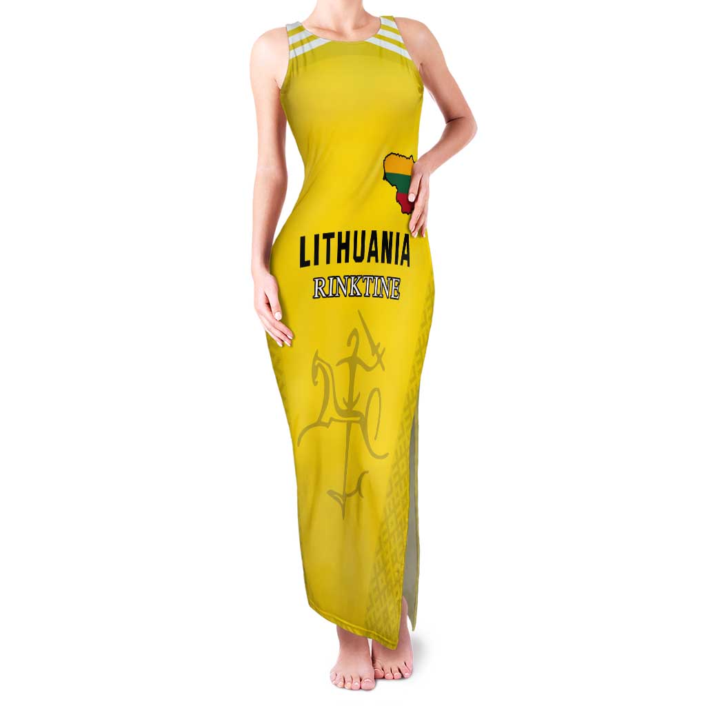 Custom Lithuania Football Tank Maxi Dress Vytis Lithuanian Lietuva Yellow Version