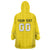 Custom Lithuania Football Wearable Blanket Hoodie Vytis Lithuanian Lietuva Yellow Version