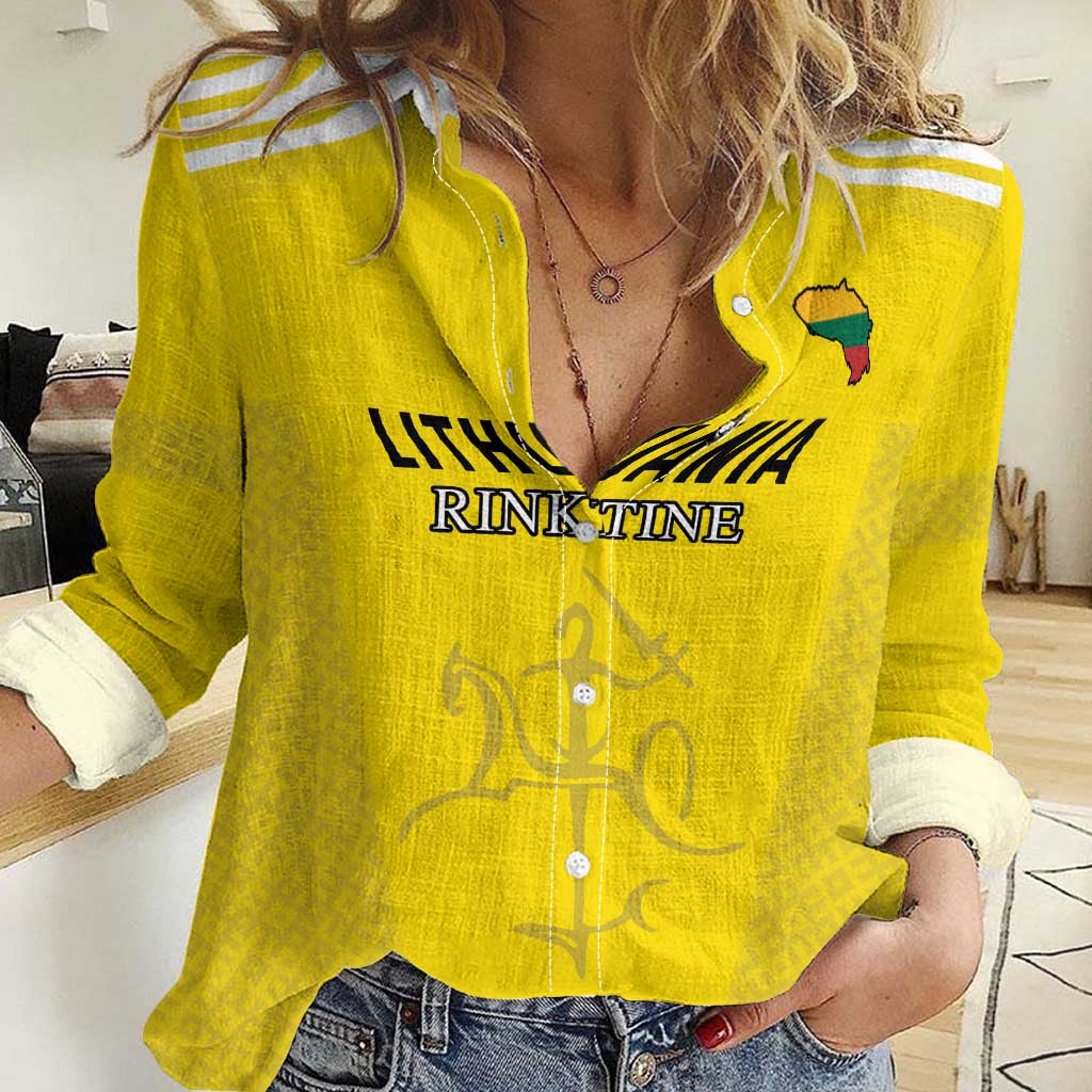 Custom Lithuania Football Women Casual Shirt Vytis Lithuanian Lietuva Yellow Version