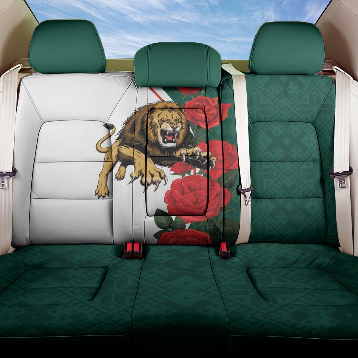 Bulgaria Lion Back Car Seat Cover Folk Patterns With Rose