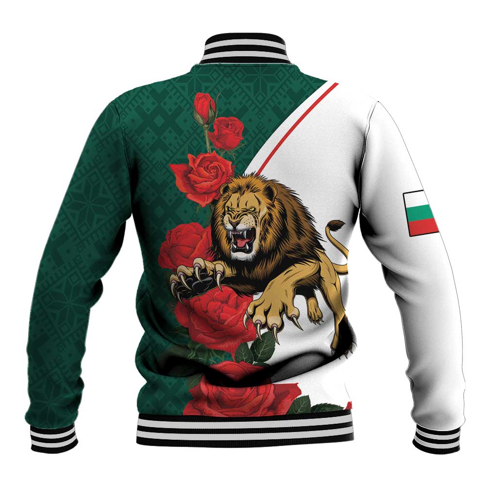 Bulgaria Lion Baseball Jacket Folk Patterns With Rose
