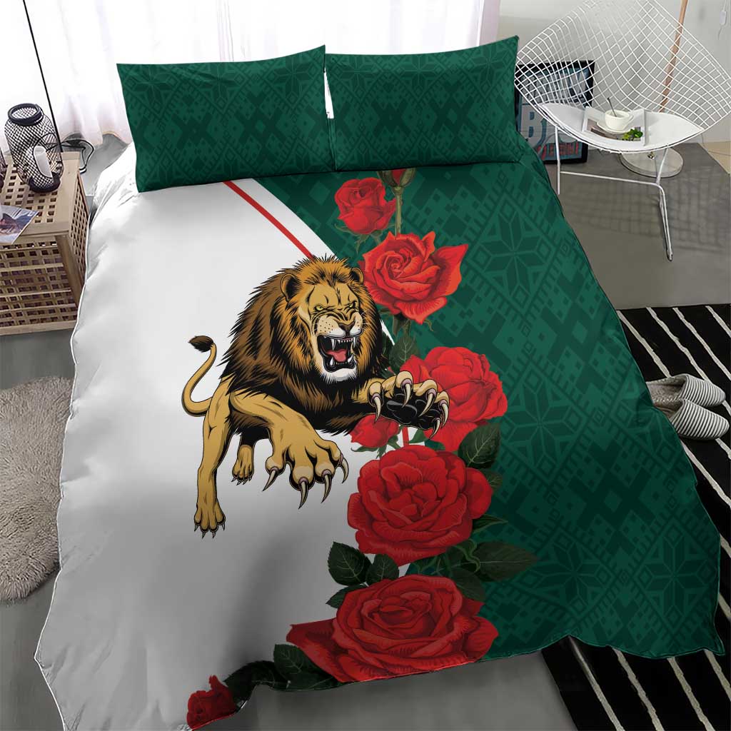 Bulgaria Lion Bedding Set Folk Patterns With Rose