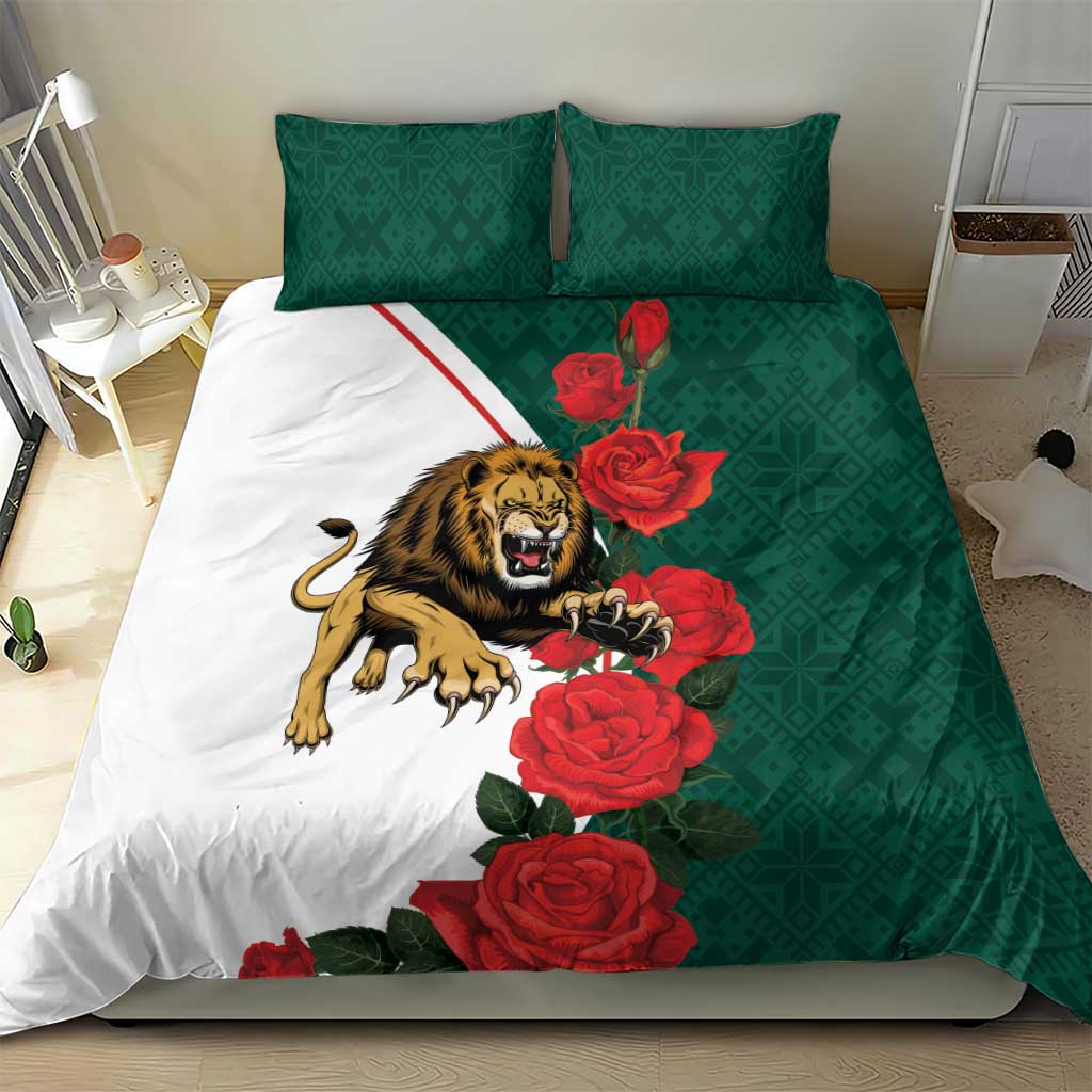 Bulgaria Lion Bedding Set Folk Patterns With Rose