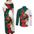 Bulgaria Lion Couples Matching Off Shoulder Maxi Dress and Long Sleeve Button Shirt Folk Patterns With Rose