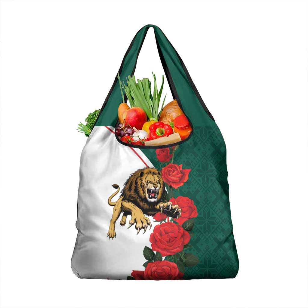 Bulgaria Lion Grocery Bag Folk Patterns With Rose