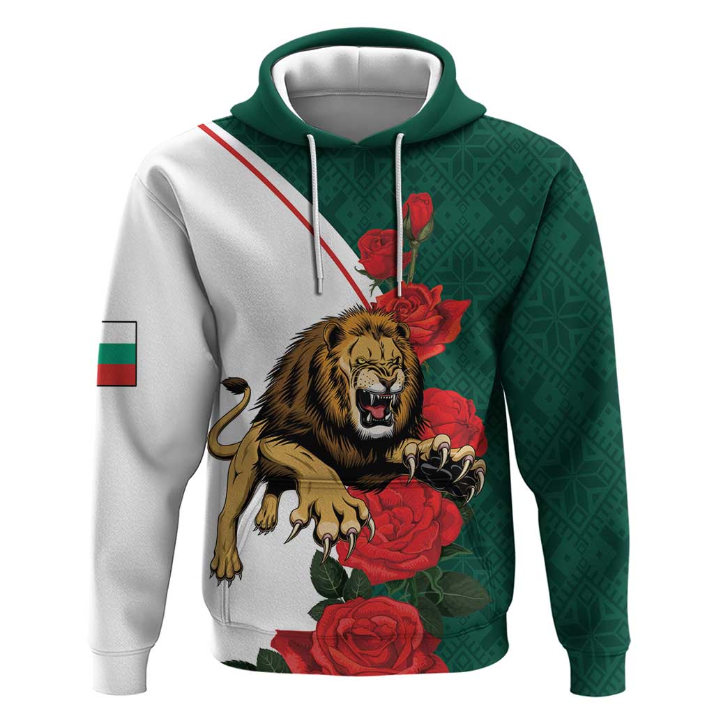 Bulgaria Lion Hoodie Folk Patterns With Rose