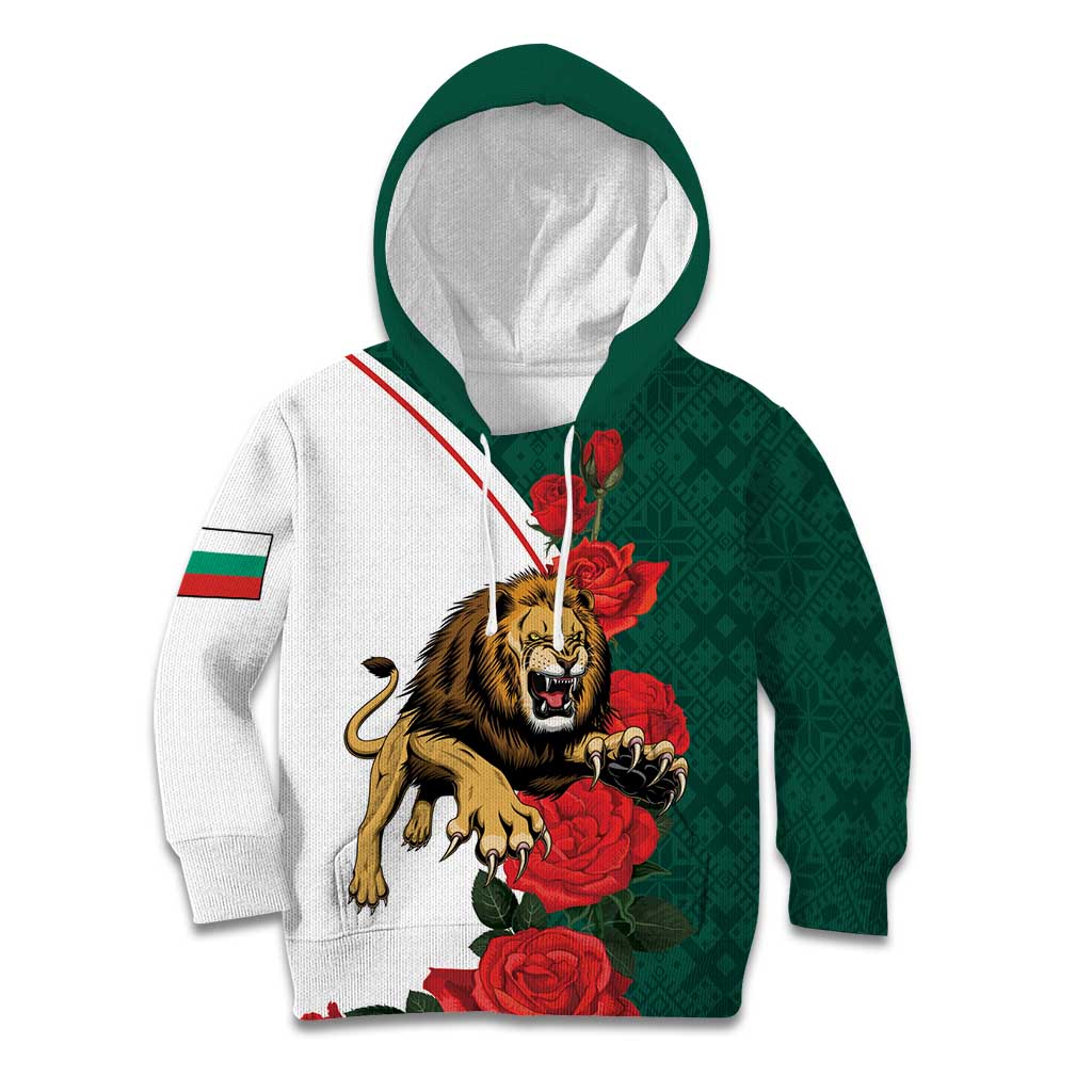 Bulgaria Lion Kid Hoodie Folk Patterns With Rose