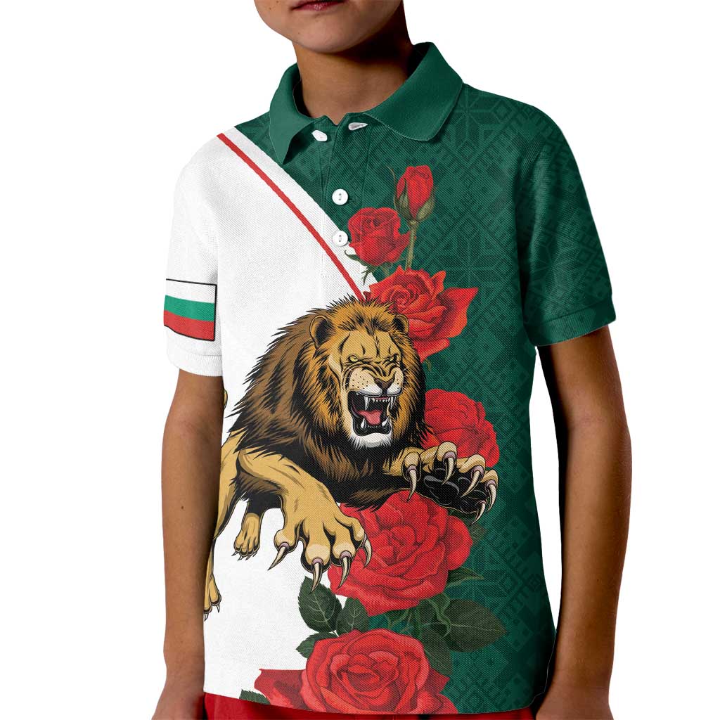 Bulgaria Lion Kid Polo Shirt Folk Patterns With Rose