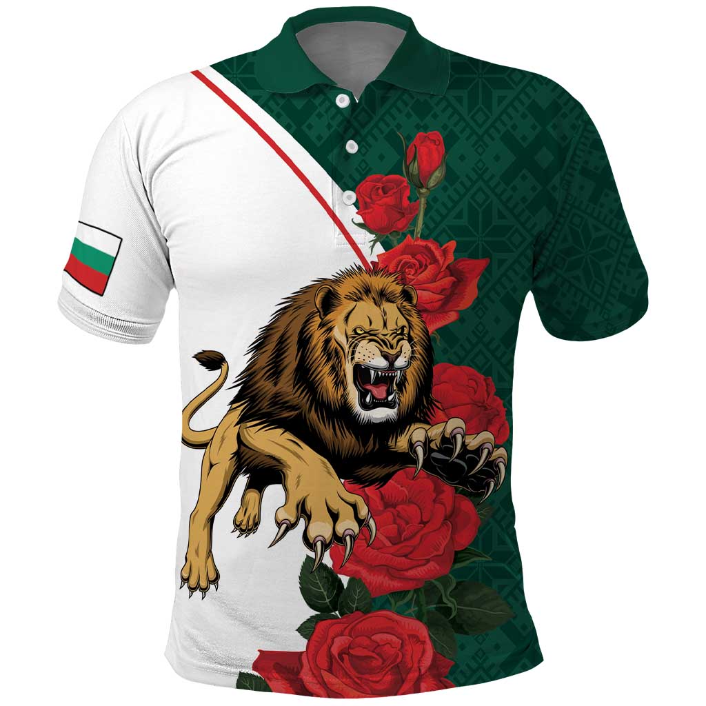 Bulgaria Lion Polo Shirt Folk Patterns With Rose