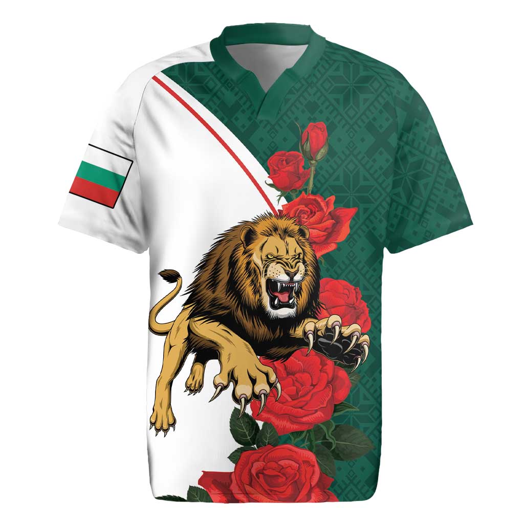 Bulgaria Lion Rugby Jersey Folk Patterns With Rose