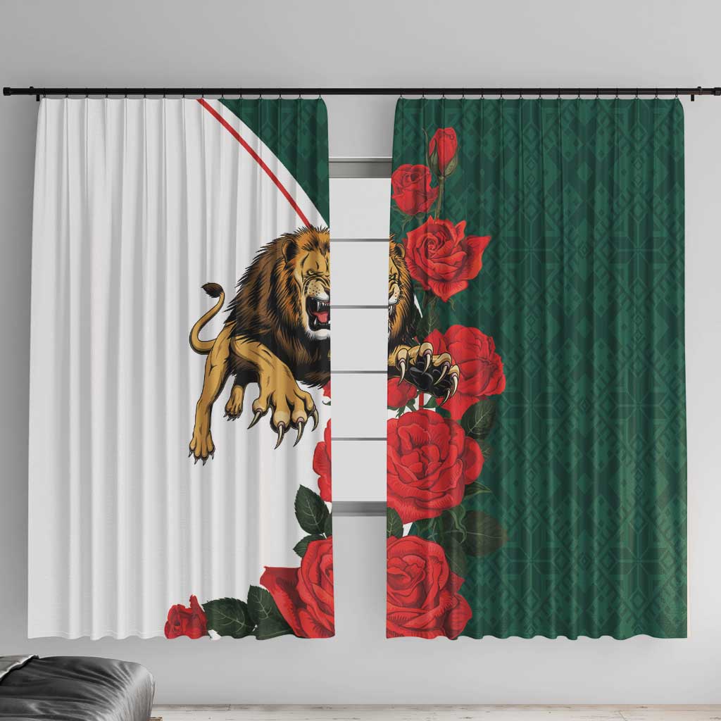 Bulgaria Lion Window Curtain Folk Patterns With Rose