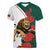 Bulgaria Lion Women V-Neck T-Shirt Folk Patterns With Rose