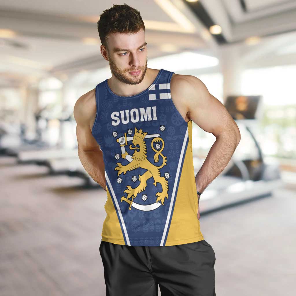 Custom Finland Lion Men Tank Top Finnish Folk Patterns