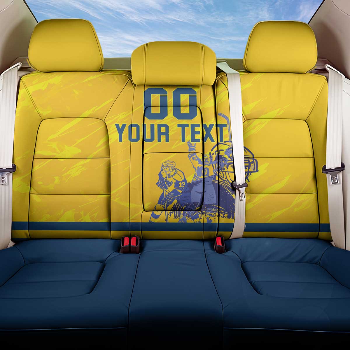 Custom Sweden Hockey Back Car Seat Cover Tre Kronor Go Champions