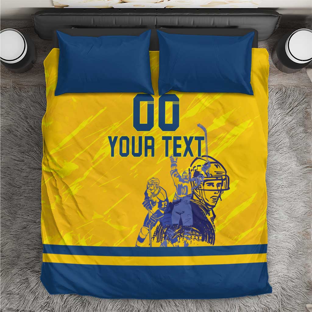 Custom Sweden Hockey Bedding Set Tre Kronor Go Champions