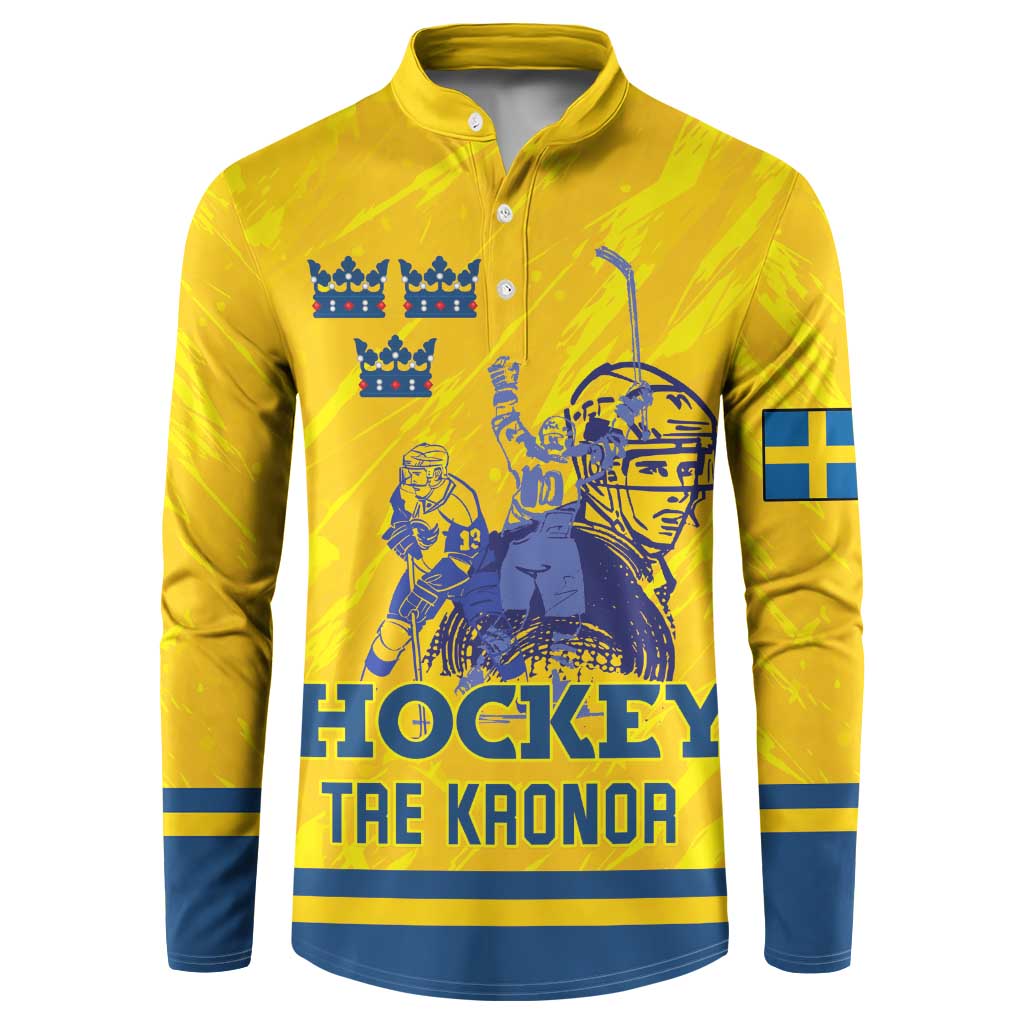 Custom Sweden Hockey Button Sweatshirt Tre Kronor Go Champions