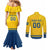 Custom Sweden Hockey Couples Matching Mermaid Dress and Long Sleeve Button Shirt Tre Kronor Go Champions