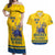 Custom Sweden Hockey Couples Matching Off Shoulder Maxi Dress and Hawaiian Shirt Tre Kronor Go Champions