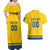 Custom Sweden Hockey Couples Matching Off Shoulder Maxi Dress and Hawaiian Shirt Tre Kronor Go Champions