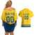 Custom Sweden Hockey Couples Matching Off Shoulder Short Dress and Hawaiian Shirt Tre Kronor Go Champions