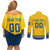 Custom Sweden Hockey Couples Matching Off Shoulder Short Dress and Long Sleeve Button Shirt Tre Kronor Go Champions