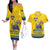 Custom Sweden Hockey Couples Matching Off The Shoulder Long Sleeve Dress and Hawaiian Shirt Tre Kronor Go Champions