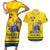 Custom Sweden Hockey Couples Matching Short Sleeve Bodycon Dress and Hawaiian Shirt Tre Kronor Go Champions