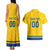 Custom Sweden Hockey Couples Matching Tank Maxi Dress and Hawaiian Shirt Tre Kronor Go Champions