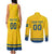 Custom Sweden Hockey Couples Matching Tank Maxi Dress and Long Sleeve Button Shirt Tre Kronor Go Champions