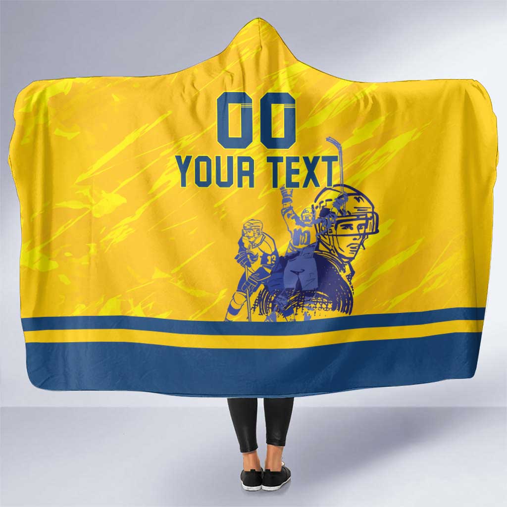 Custom Sweden Hockey Hooded Blanket Tre Kronor Go Champions