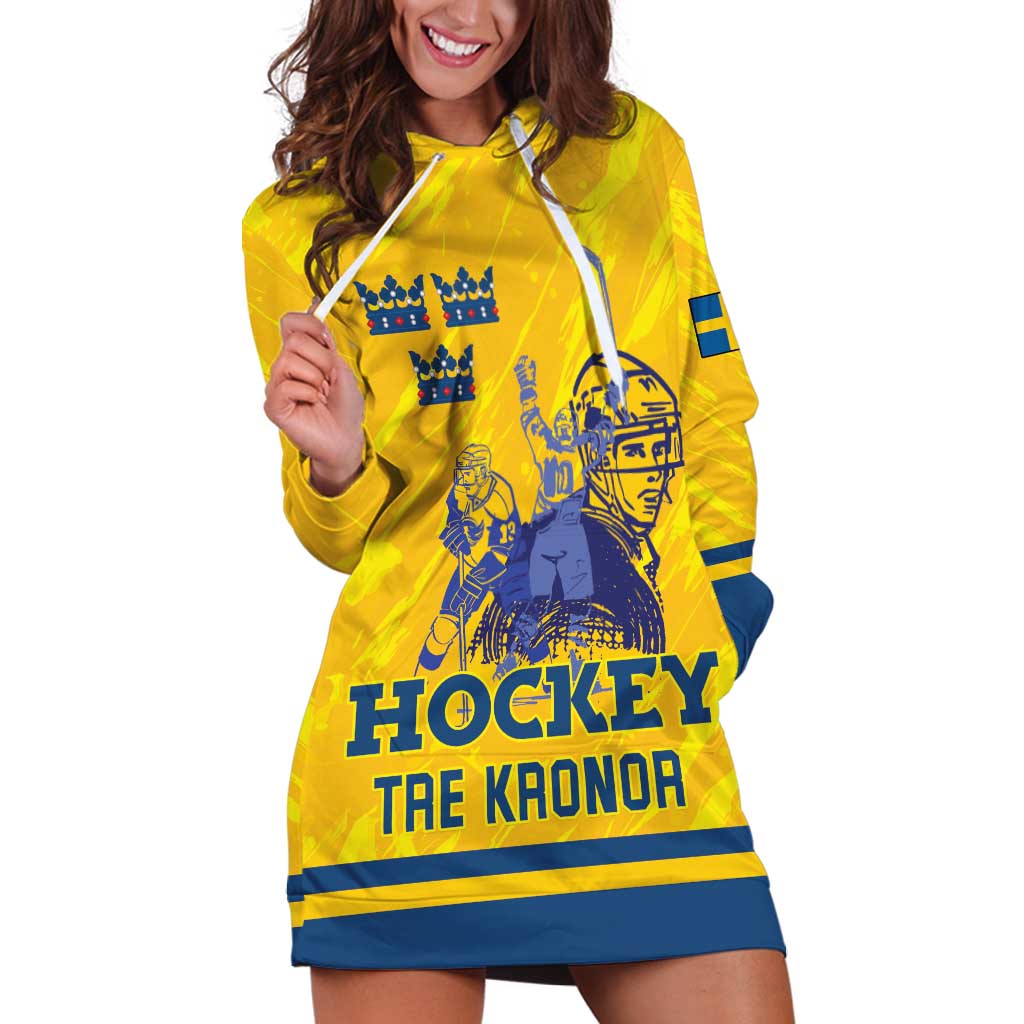 Custom Sweden Hockey Hoodie Dress Tre Kronor Go Champions